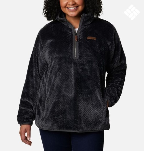 Columbia Fireside Quarter Zip Sherpa Fleece Gensere Dame Svarte | Plus Size 35480I